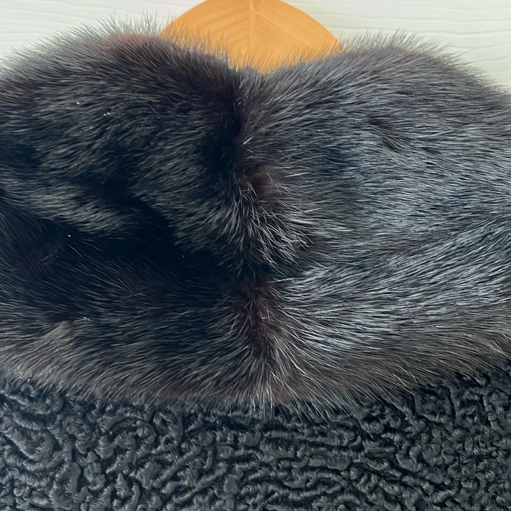 Vintage 1950’s Black Curly Lamb Bolero Evening Coat with Mink Collar